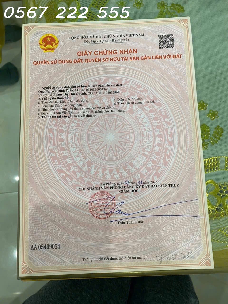 Lô đất đẹp 68,3m² – ngõ 4m, gần trục chính Việt Tiến, Kiến Thụy ZALO 0567 222 555