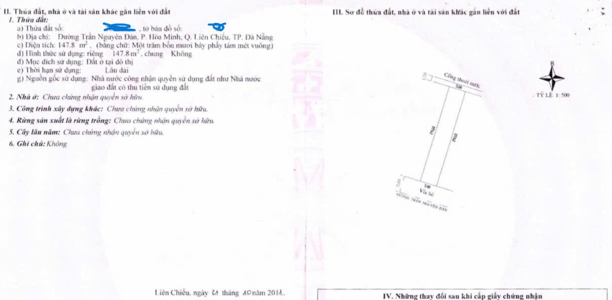 Bán Biệt thự 2 tầng đường Trần Nguyên Đán - DT 296m2
