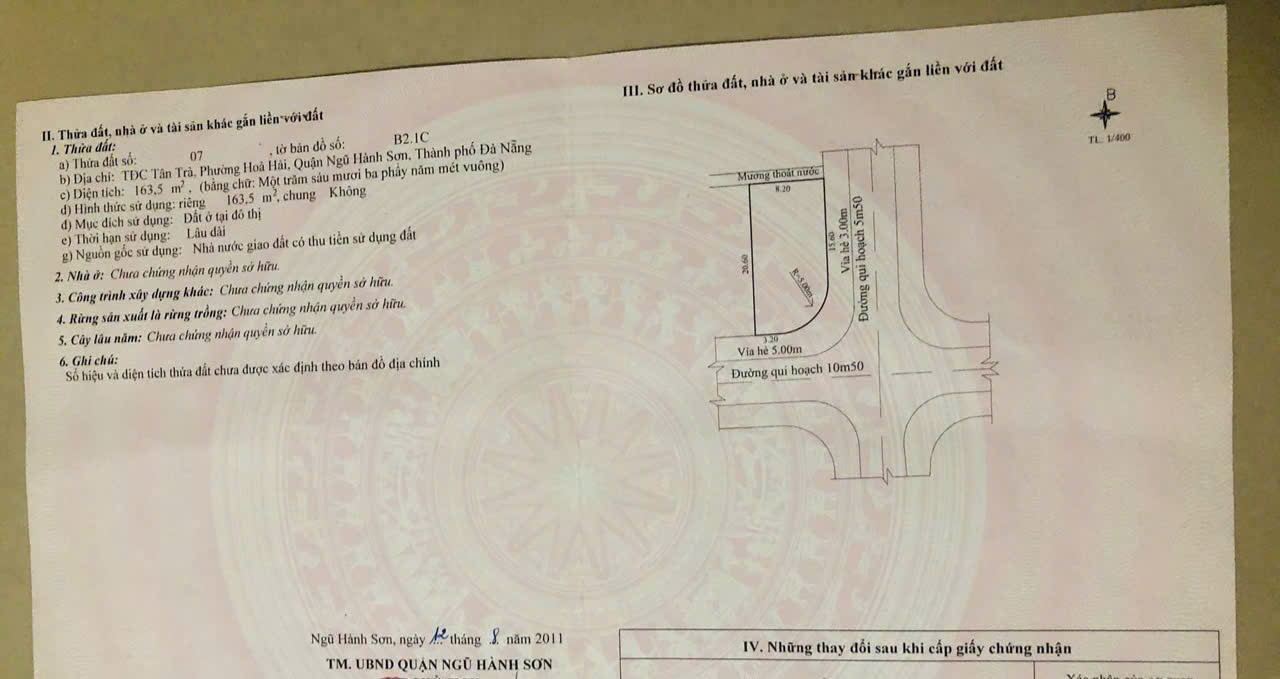 Bán lô đất góc 2 mặt tiền đường Tân Trà và Nguyễn Bá Ngọc