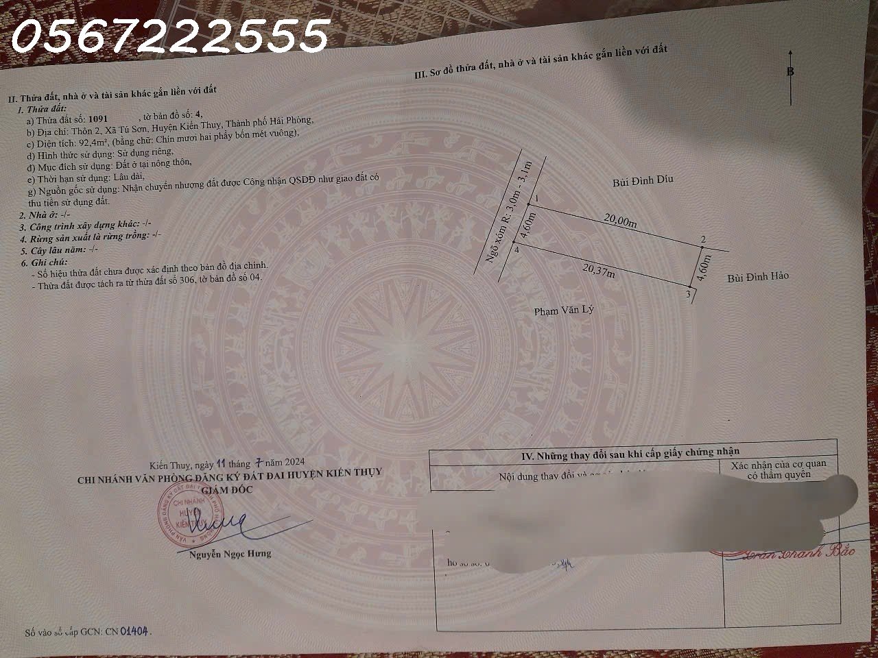 Đất hiếm trung tâm Tú Sơn – ngõ ô tô rộng 4m, giá chỉ 1,7x tỷ ZALO 0567 222 555