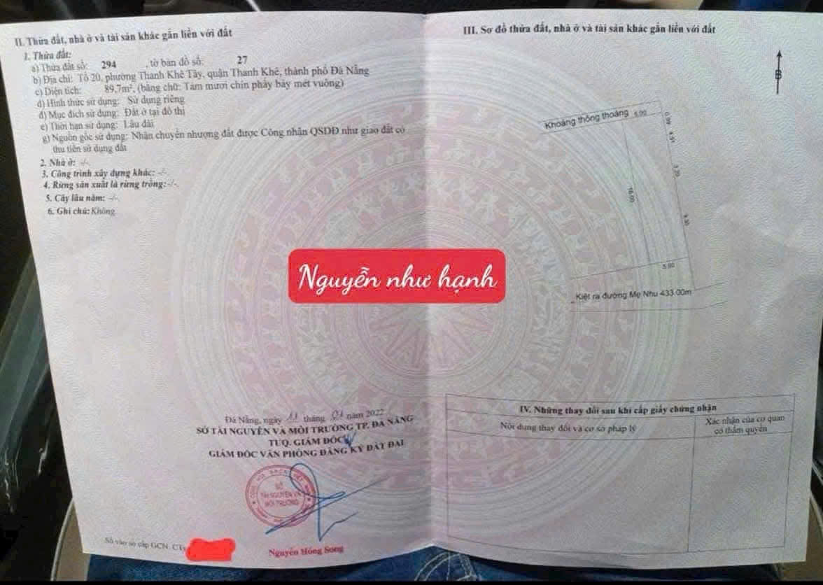 BÁN ĐẤT KIỆT Ô TÔ NGUYỄN NHƯ HẠNH – THANH KHÊ – ĐÀ NẴNG