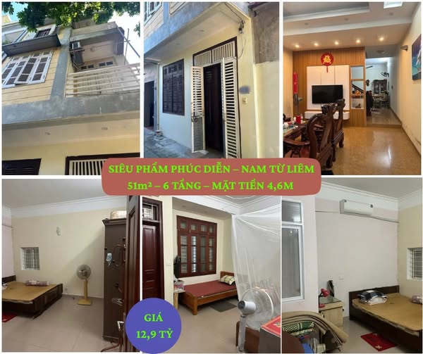 SIÊU PHẨM PHÚC DIỄN – NAM TỪ LIÊM – 51m² – 6 TẦNG – MẶT TIỀN 4,6M – GIÁ CHỈ 12,9 TỶ
