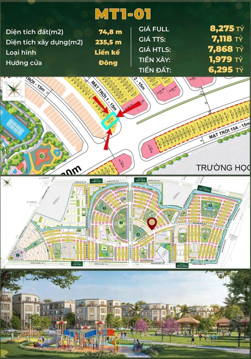 LIỀN KỀ 4 TẦNG – MT1-01 PHÂN KHU MẶT TRỜI – VINHOMES GOLDEN CITY