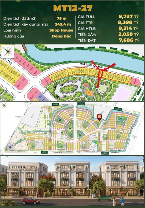 SHOPHOUSE 4 TẦNG – MT12-27 PHÂN KHU MẶT TRỜI – VINHOMES GOLDEN CITY