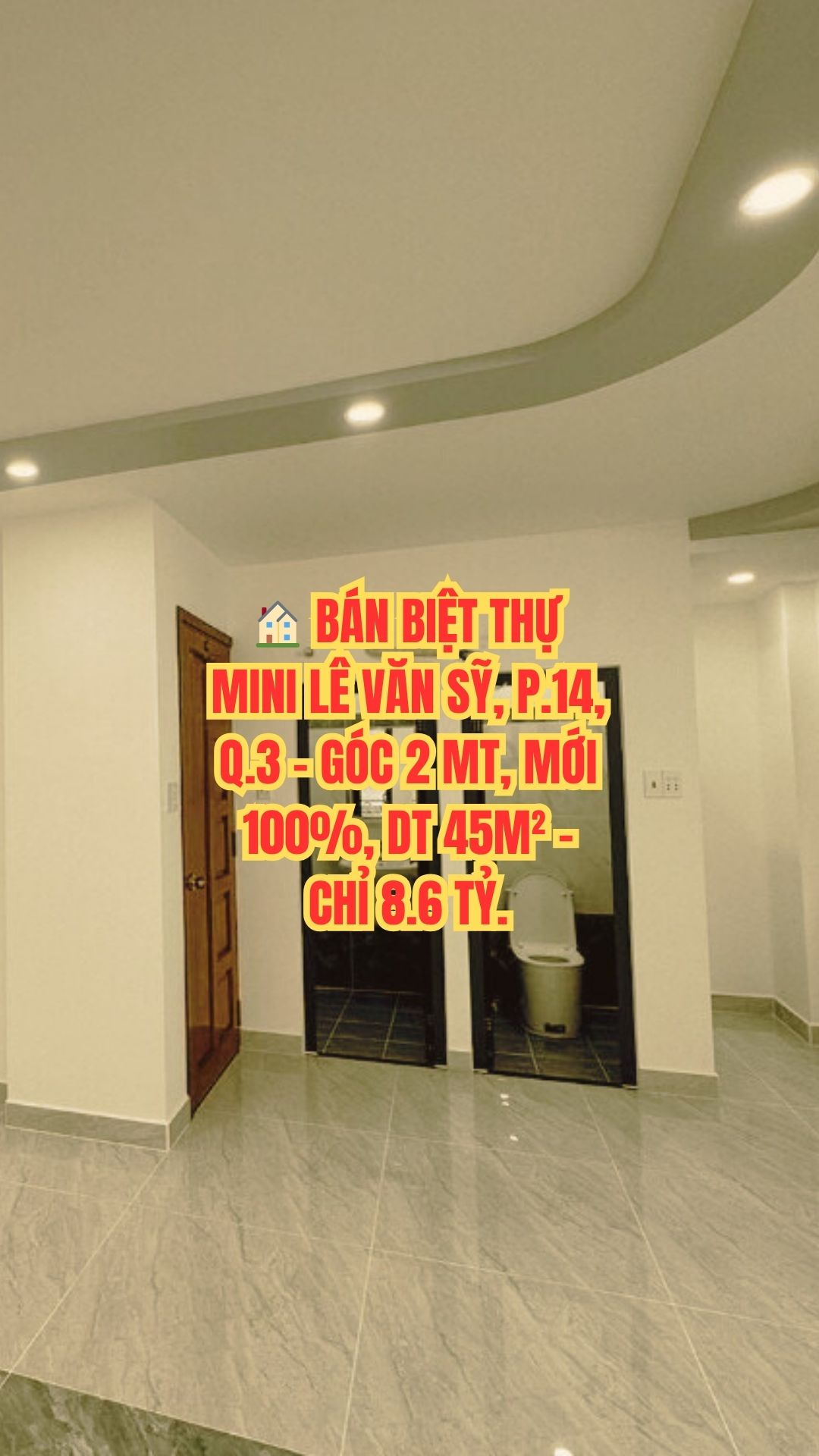 BÁN BIỆT THỰ MINI LÊ VĂN SỸ, P.14, Q.3 - GÓC 2 MT, MỚI 100%, DT 45M² - CHỈ 8.6 TỶ.