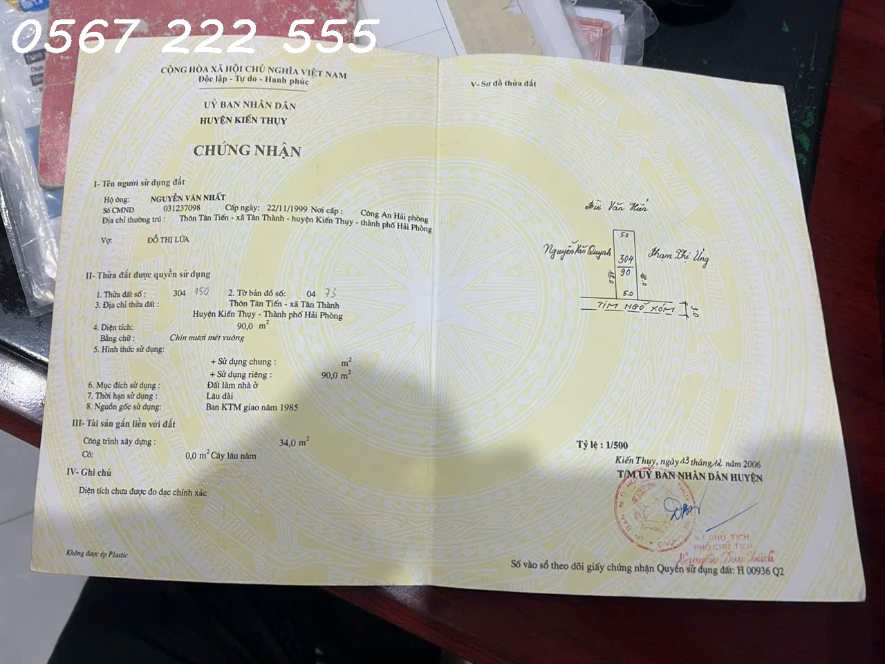 CHÍNH CHỦ BÁN GẤP ĐẤT TẶNG NHÀ CẤP 4 – NHÁNH 3 BÙI PHỔ, PHƯỜNG TÂN THÀNH, DƯƠNG KINH ZALO 0567 222 555