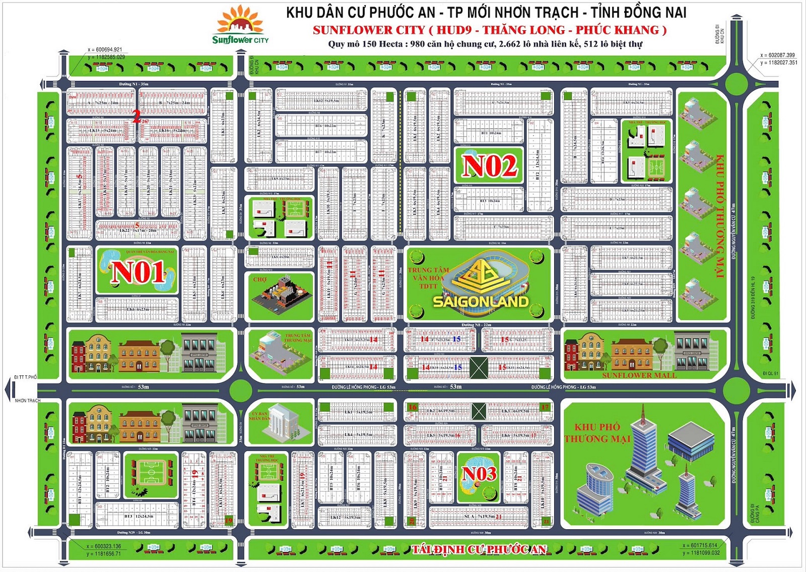 Sunflower City Nhơn Trạch – Đất nền sổ đỏ từng nền, vị trí vàng trung tâm, đầu tư sinh lời