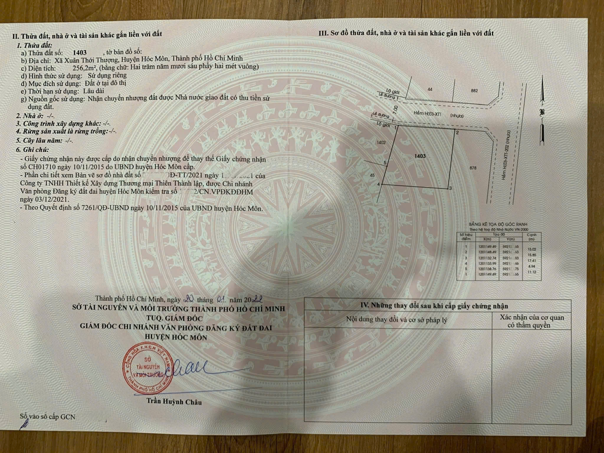 ĐẤT ĐẸP (15x16) GẦN CHỢ ĐẦU MỐI HÓC MÔN – CHỈ 8,5 TỶ – 256,2m² FULL THỔ CƯ‼️