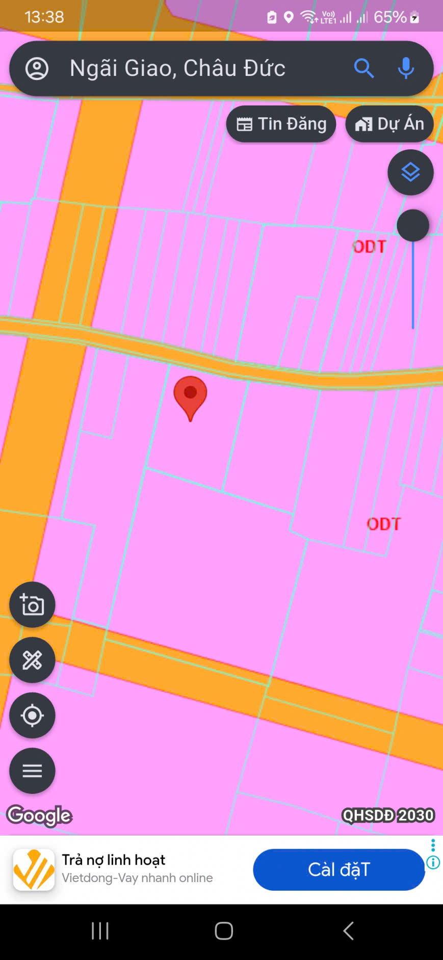 Đất ở đường số 1 lạc long quân,1992mv co 300 thổ cư, ngãi giao