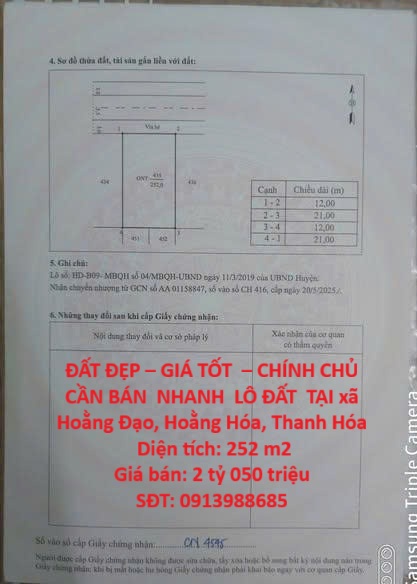 ĐẤT ĐẸP – GIÁ TỐT – CHÍNH CHỦ CẦN BÁN NHANH LÔ ĐẤT TẠI xã Hoằng Đạo, Hoằng Hóa, Thanh Hóa