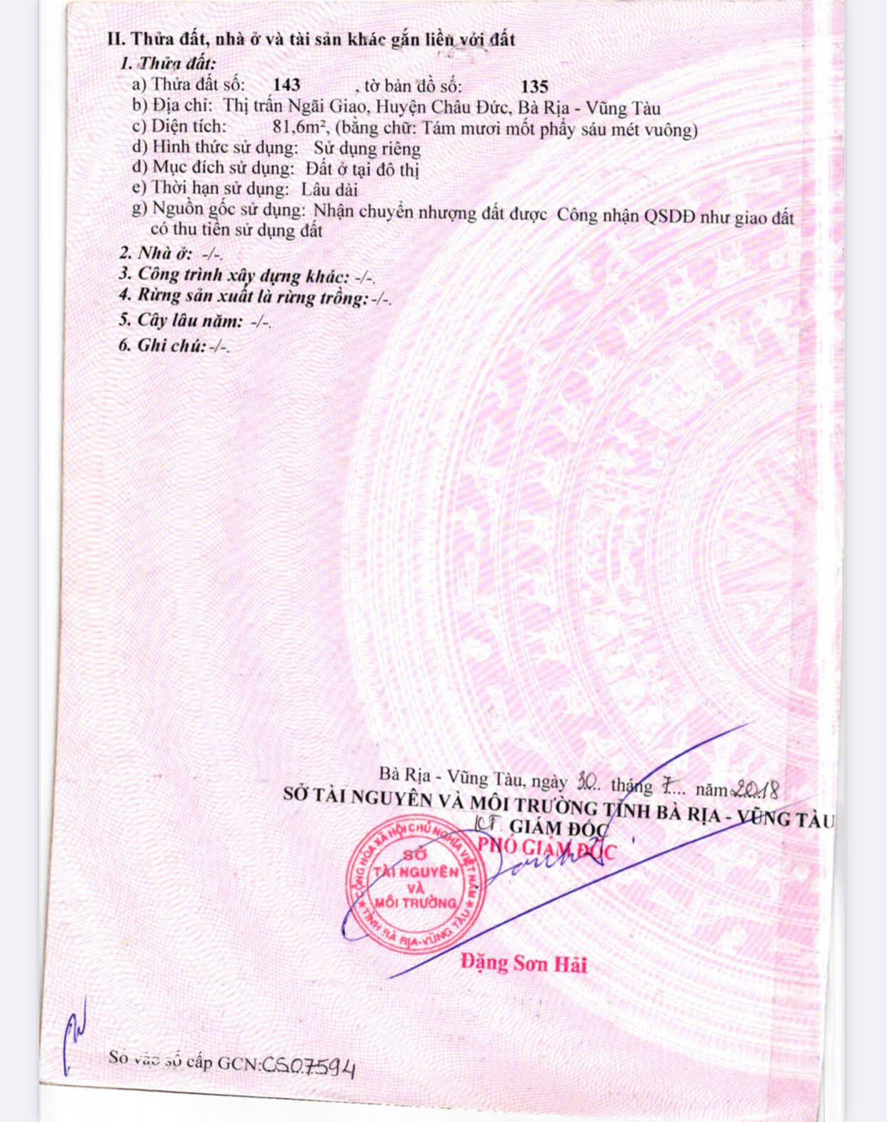 Chủ cần bán lô đất tái định cư Lê Lai, ngãi giao tphcm. Sát bên trung tâm thương mại ngãi giao.