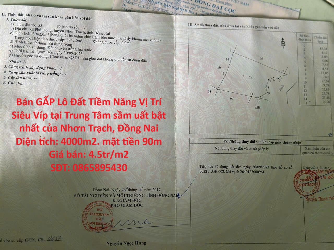 Bán GẤP Lô Đất Tiềm Năng Vị Trí Siêu Víp tại Trung Tâm sầm uất bật nhất của Nhơn Trạch, Đồng Nai