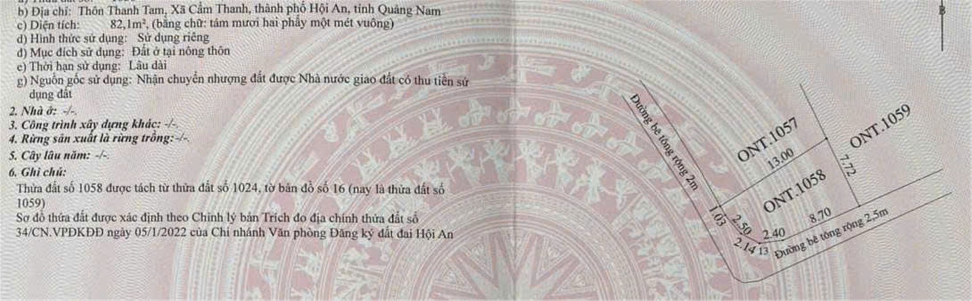 ĐẤT ĐẸP – GIÁ TỐT – CHÍNH CHỦ CẦN BÁN LÔ ĐẤT 2 MẶT TIỀN TẠI xã Cẩm Thanh, TP. Hội An, Quảng Nam