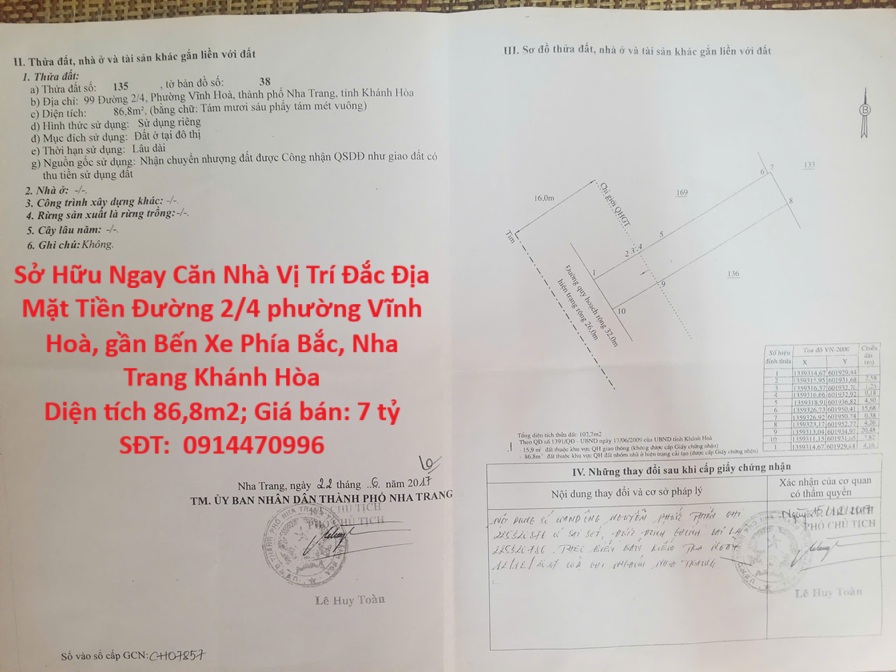 Sở Hữu Ngay Căn Nhà Vị Trí Đắc Địa Mặt Tiền Đường 2/4 phường Vĩnh Hoà, gần Bến Xe Phía Bắc