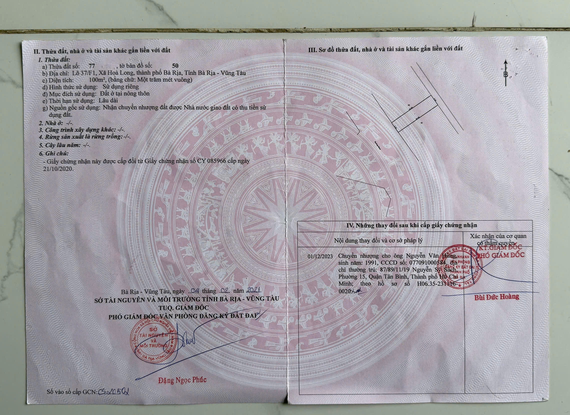 Chủ cần bán nền đất thuộc khu LAN ANH 5, phường Tam Long, TP Hồ chí Minh. - Diện tích 100 m2 thổ cư 100% (5x20m)