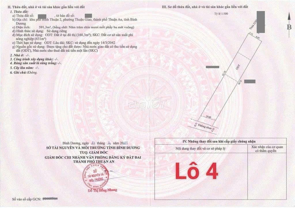 HOT HOT - Cần Bán Đất KP Bình Thuận 2, Phường Thuận Giao, Thuận An, Bình Dương