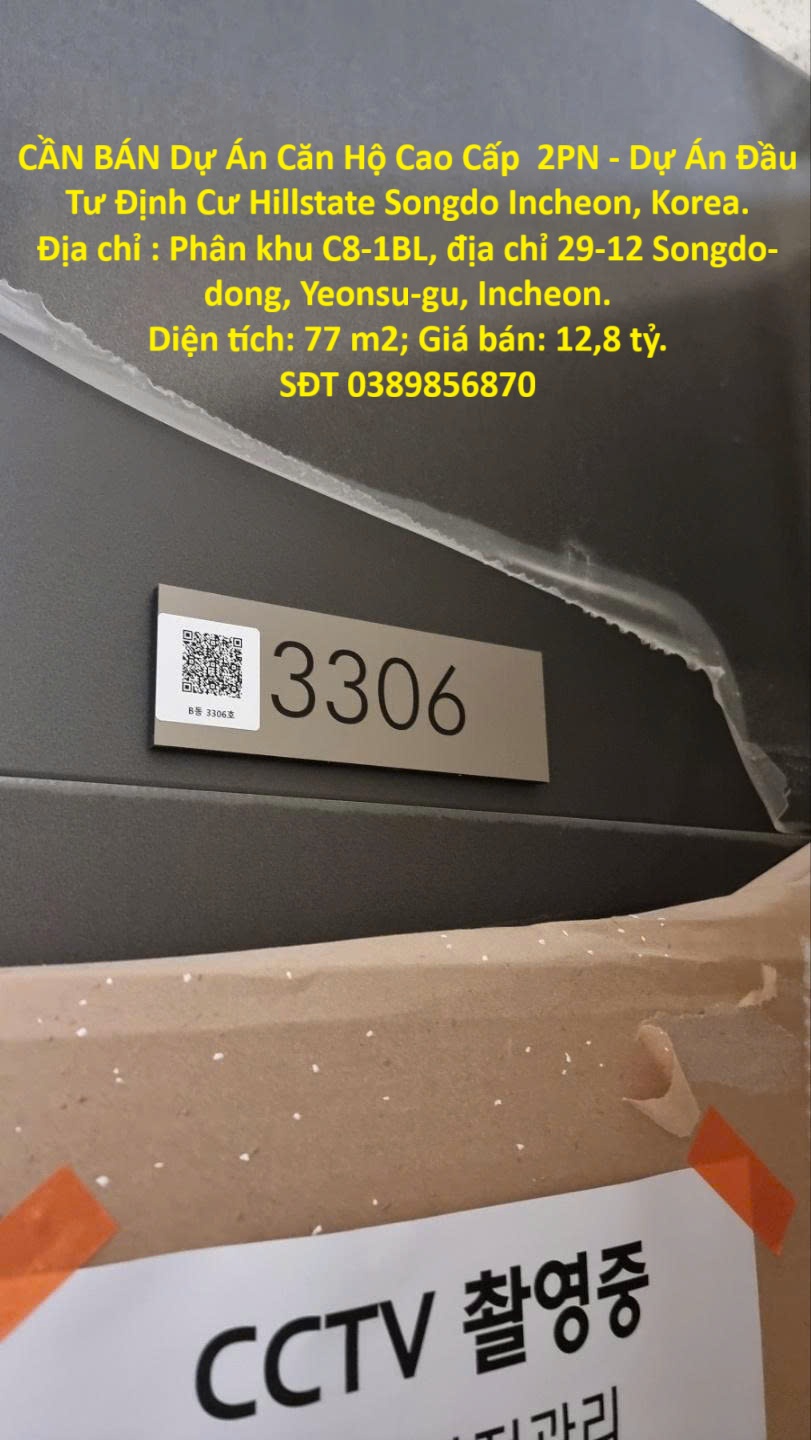 CẦN BÁN Dự Án Căn Hộ Cao Cấp 2PN - Dự Án Đầu Tư Định Cư Hillstate Songdo Incheon, Korea.