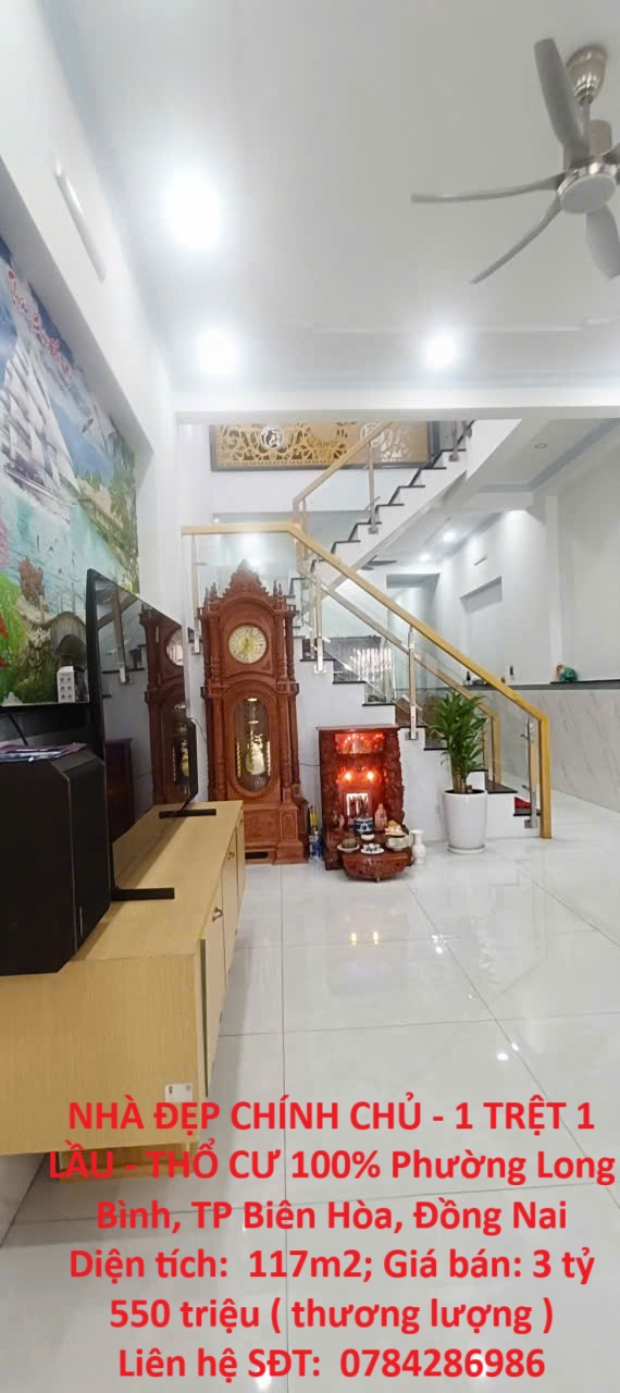 NHÀ ĐẸP CHÍNH CHỦ - 1 TRỆT 1 LẦU - THỔ CƯ 100% Địa Chỉ Phường Long Bình, TP Biên Hòa, Đồng Nai