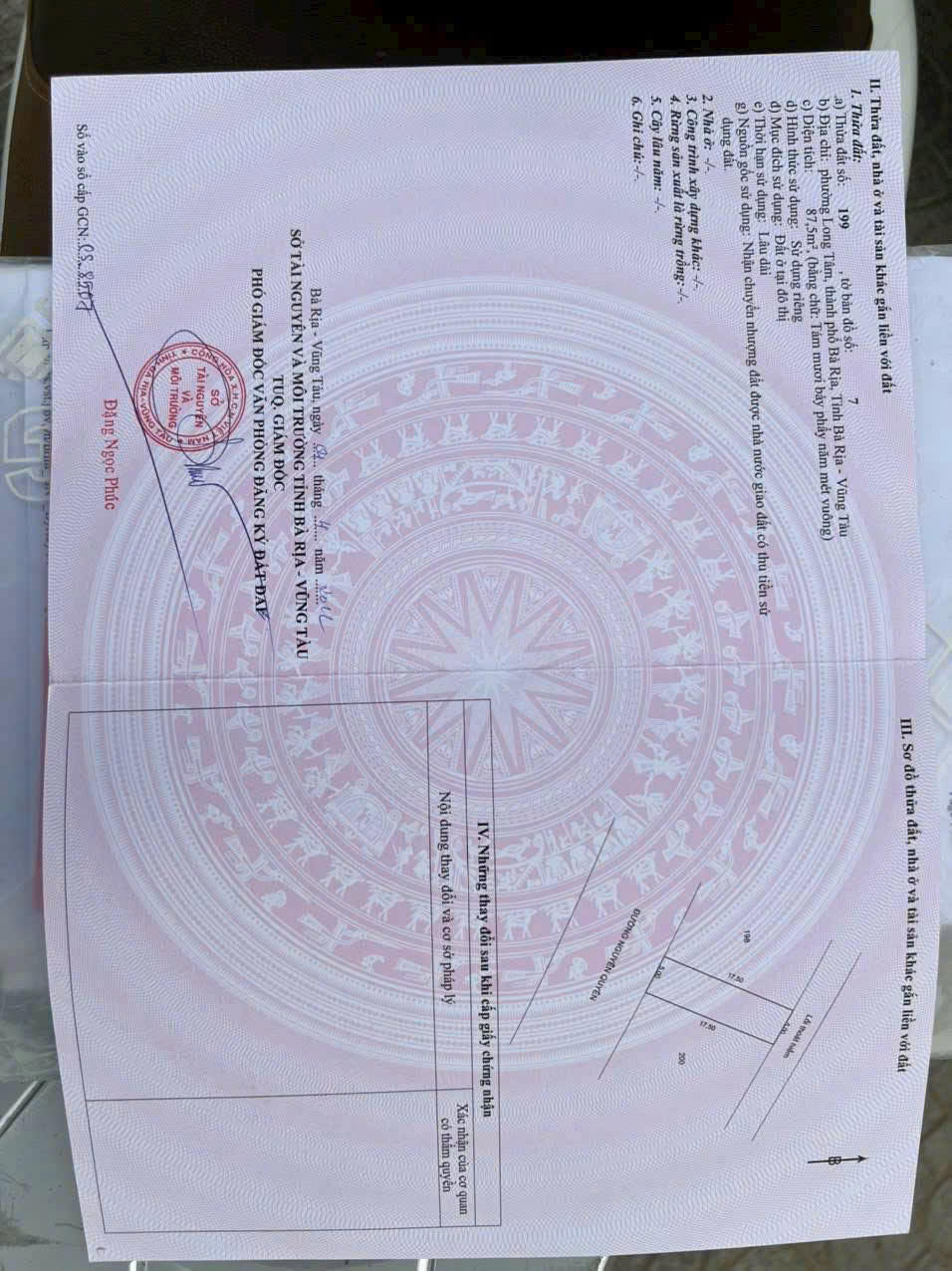 Chủ cần bán miếng đất tại Phường Tam Long Thành Phố Hồ Chí Minh ( thuộc Phường Long Tâm cũ TP Bà Rịa).