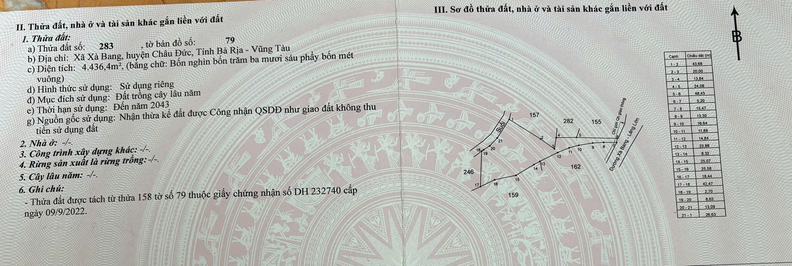CHỦ CẦN BÁN GẦN 6 SÀO GẦN NHÀ THỜ ĐỨC HIỆP - LÁNG LỚN CHÂU ĐỨC BRVT