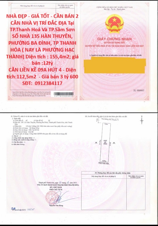 NHÀ ĐẸP - GIÁ TỐT - CẦN BÁN 2 CĂN NHÀ VỊ TRÍ ĐẮC ĐỊA Tại TP.Thanh Hoá Và TP.Sầm Sơn