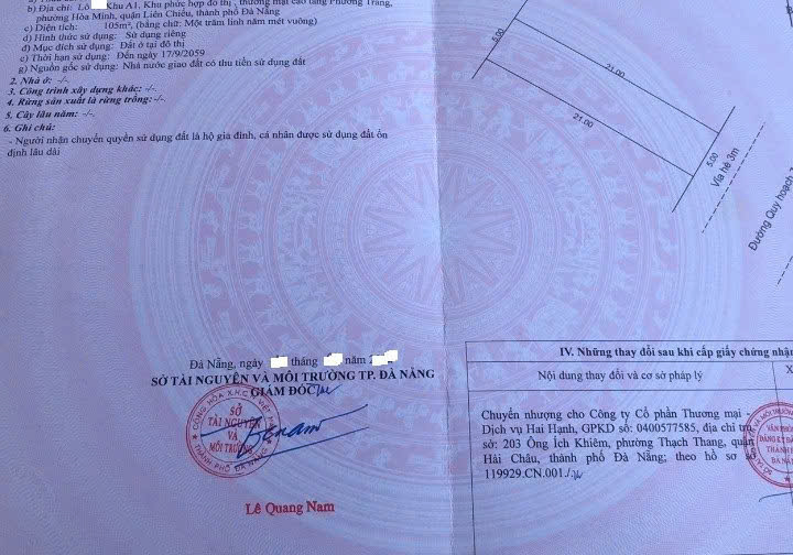 Bán 1 cặp đất đường Trần Đăng - Sát biển - 210M2