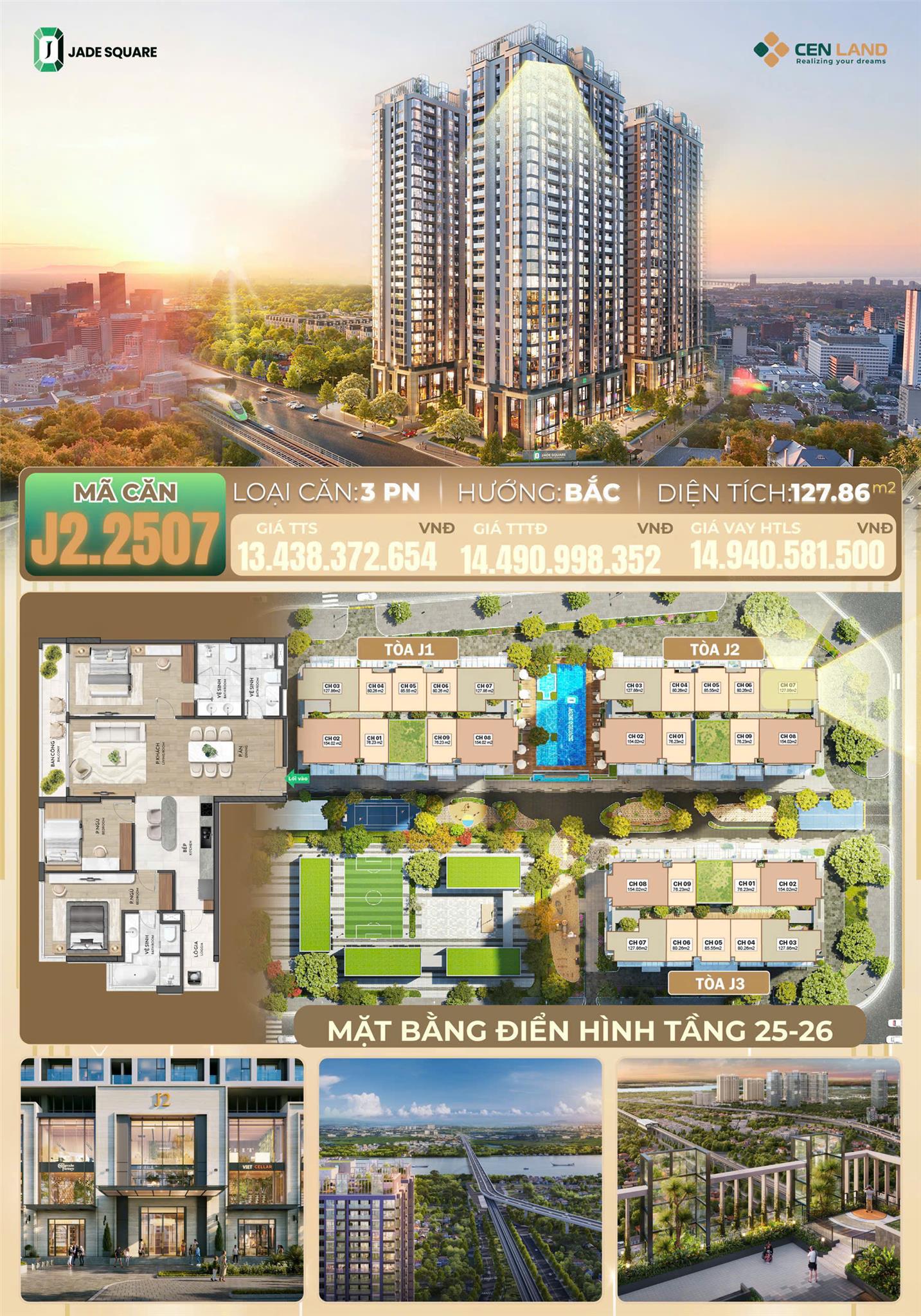SIÊU PHẨM NHANH CÒN CHẬM HẾT - J2.2507 – 3PN cao cấp Jade Square – Tây Hồ Tây
