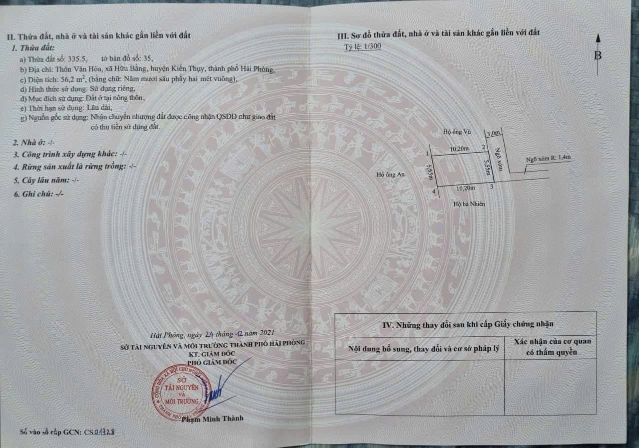 Bán lô đất 56.2m² giá 5xx triệu – Ngõ ô tô Hữu Bằng, vị trí dễ giao dịch ZALO 0567 222 555