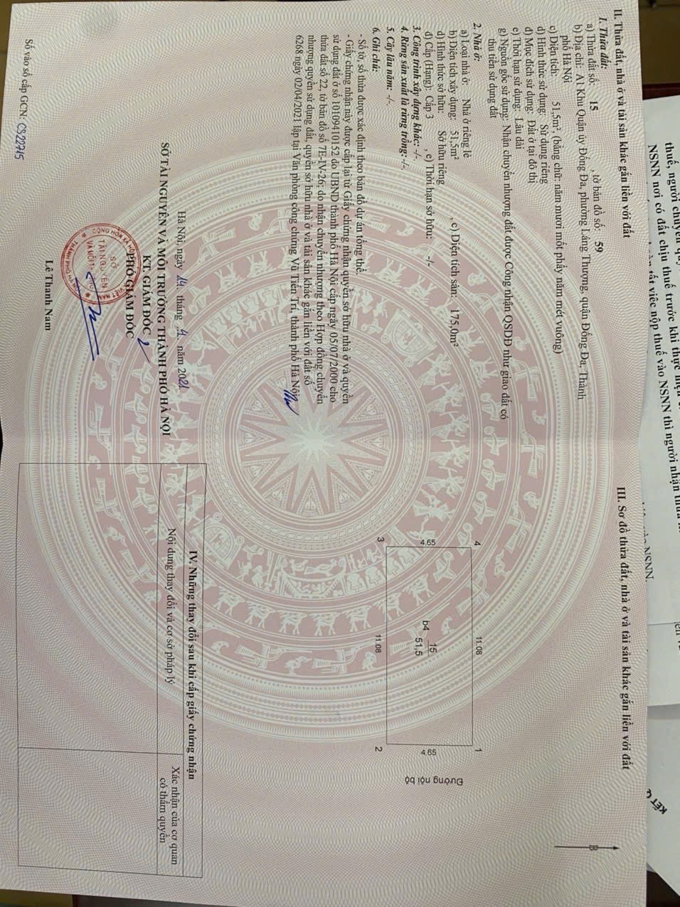 Nhà ở chùa láng 5 tầng, 6 phòng diện tích sổ 51,5 m2