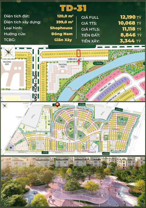 SHOPHOUSE 4 TẦNG – TD-31 TRỤC ĐƯỜNG TỰ DO 60M – VINHOMES GOLDEN CITY