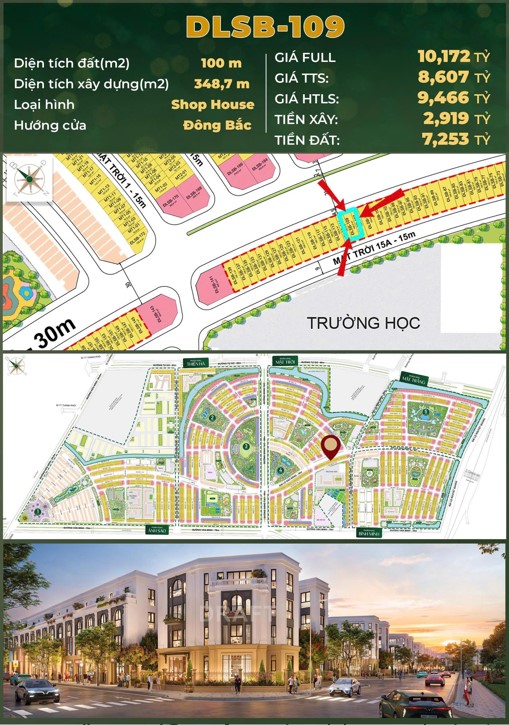 SHOPHOUSE 4 TẦNG – DLSB-109 ĐẠI LỘ SAO BĂNG 30M – VINHOMES GOLDEN CITY