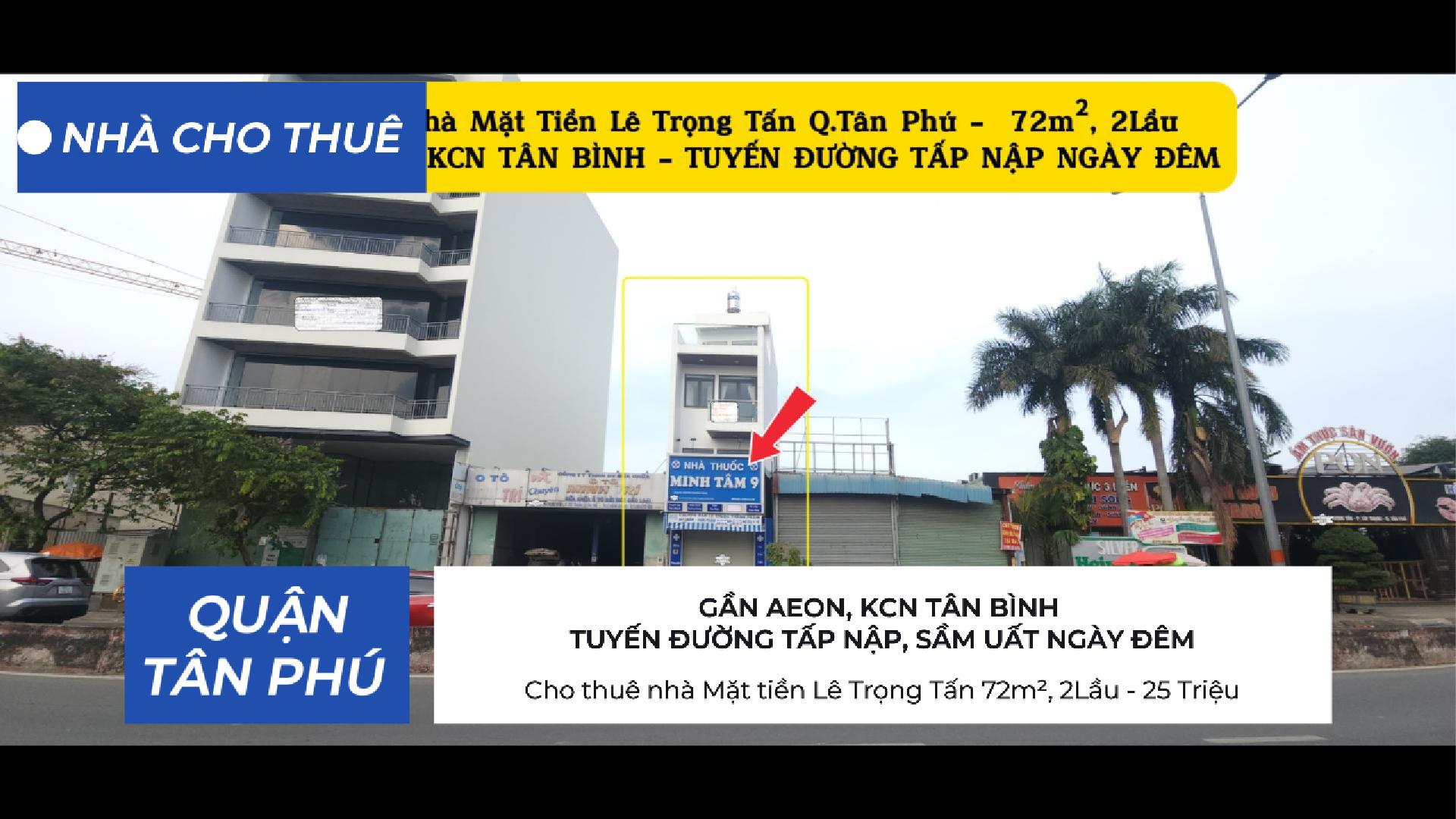 Cho thuê nhà Mặt tiền Lê Trọng Tấn 72m², 2Lầu - 25Triệu