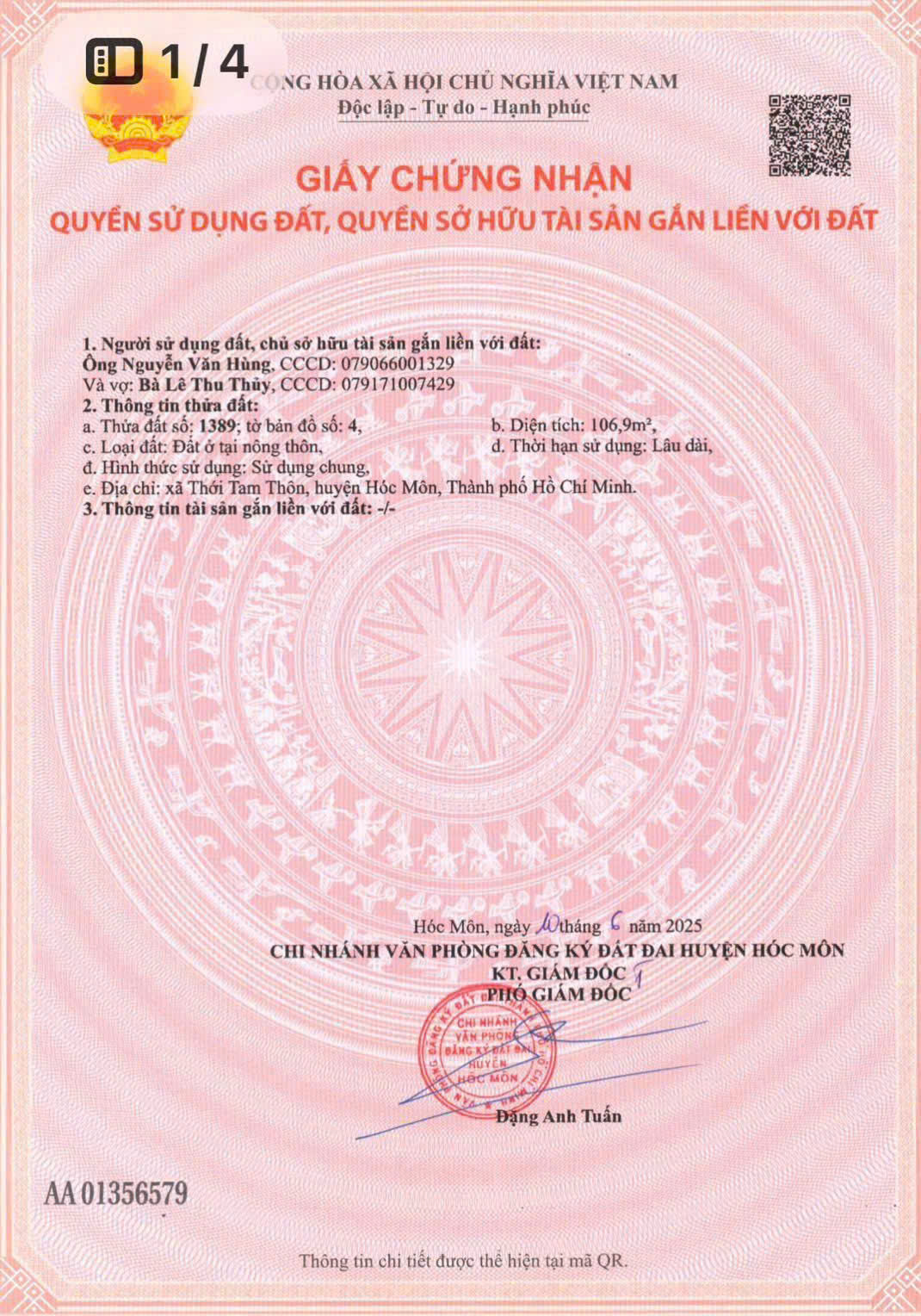 BÁN 2 LÔ ĐẤT ĐẸP GÓC MẶT TIỀN TRUNG ĐÔNG 7, THỚI TAM THÔN, HÓC MÔN