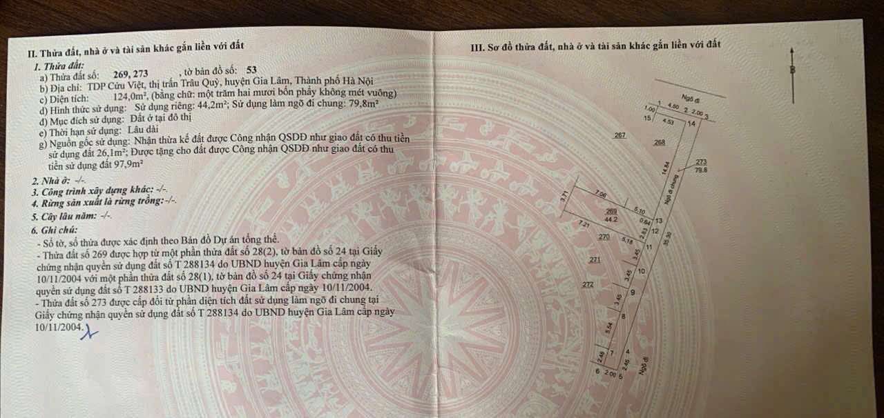 BÁN ĐẤT CỬU VIỆT – TRÂU QUỲ – GIA LÂM GIÁ 6.1 TỶ - LH 0985865658