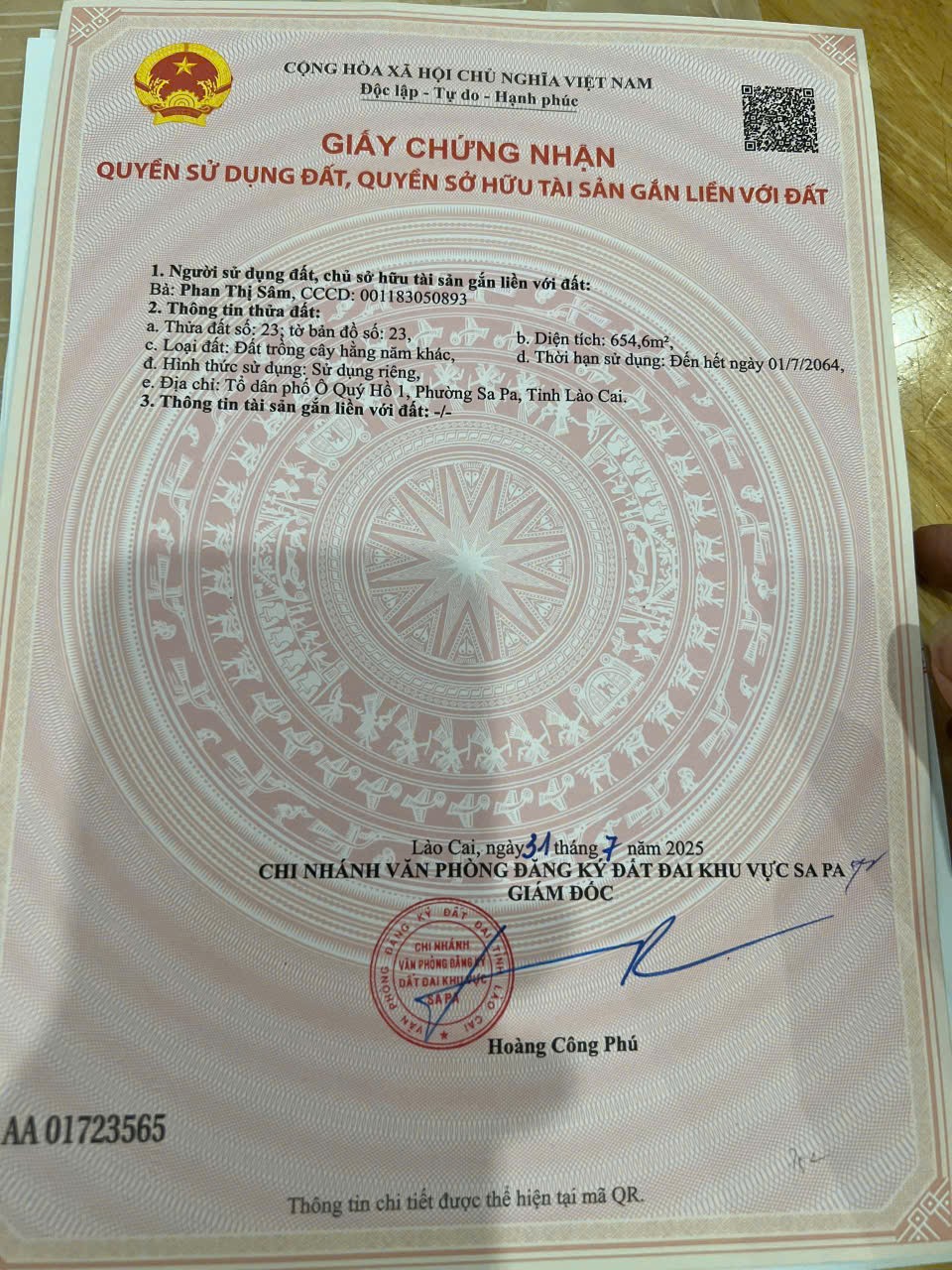 ĐẤT ĐẸP - GIÁ TỐT - Bán Đất P. Ô Qúy Hồ 1 , SaPa, Lào CAI