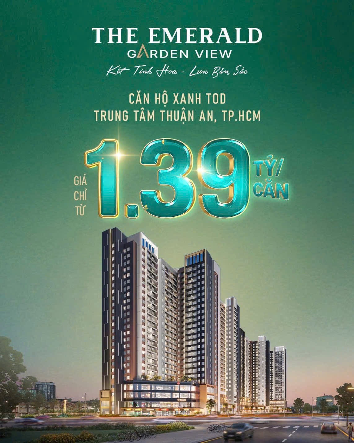 Tiện ích xanh- Sống dễ dàng mỗi ngày tại the Emerald Garden View chỉ từ 1.39 tỷ đã sở hữu 1 căn sát quốc lộ 13 nối các