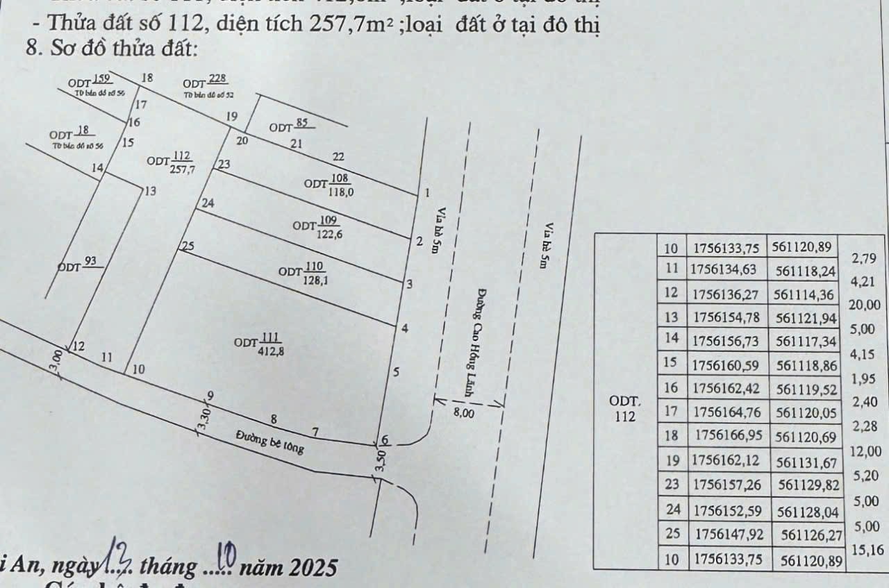 ĐẤT ĐẸP – CẦN BÁN 2 Lô 93 Và 112 Tại Số 10 Cao Hồng Lãnh, Phường Cẩm Phô, TP. Hội An, Quảng Nam.