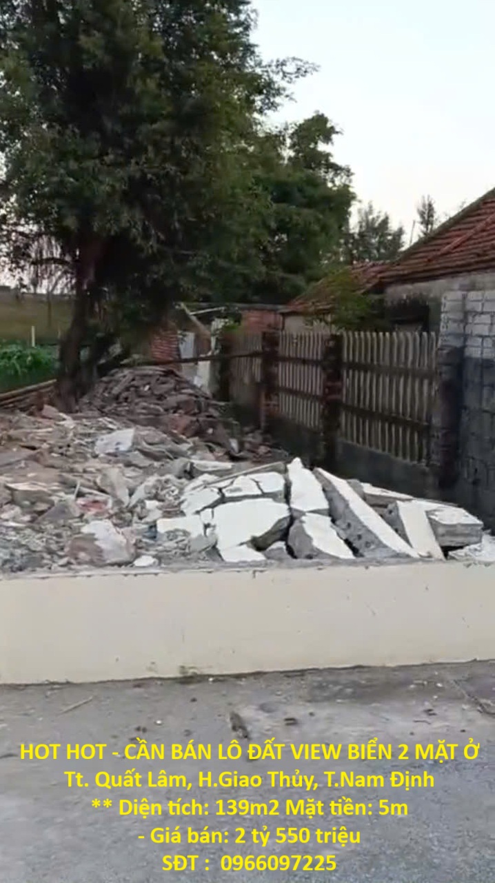HOT HOT - CẦN BÁN LÔ ĐẤT VIEW BIỂN 2 MẶT Ở Tt. Quất Lâm, H.Giao Thủy, T.Nam Định