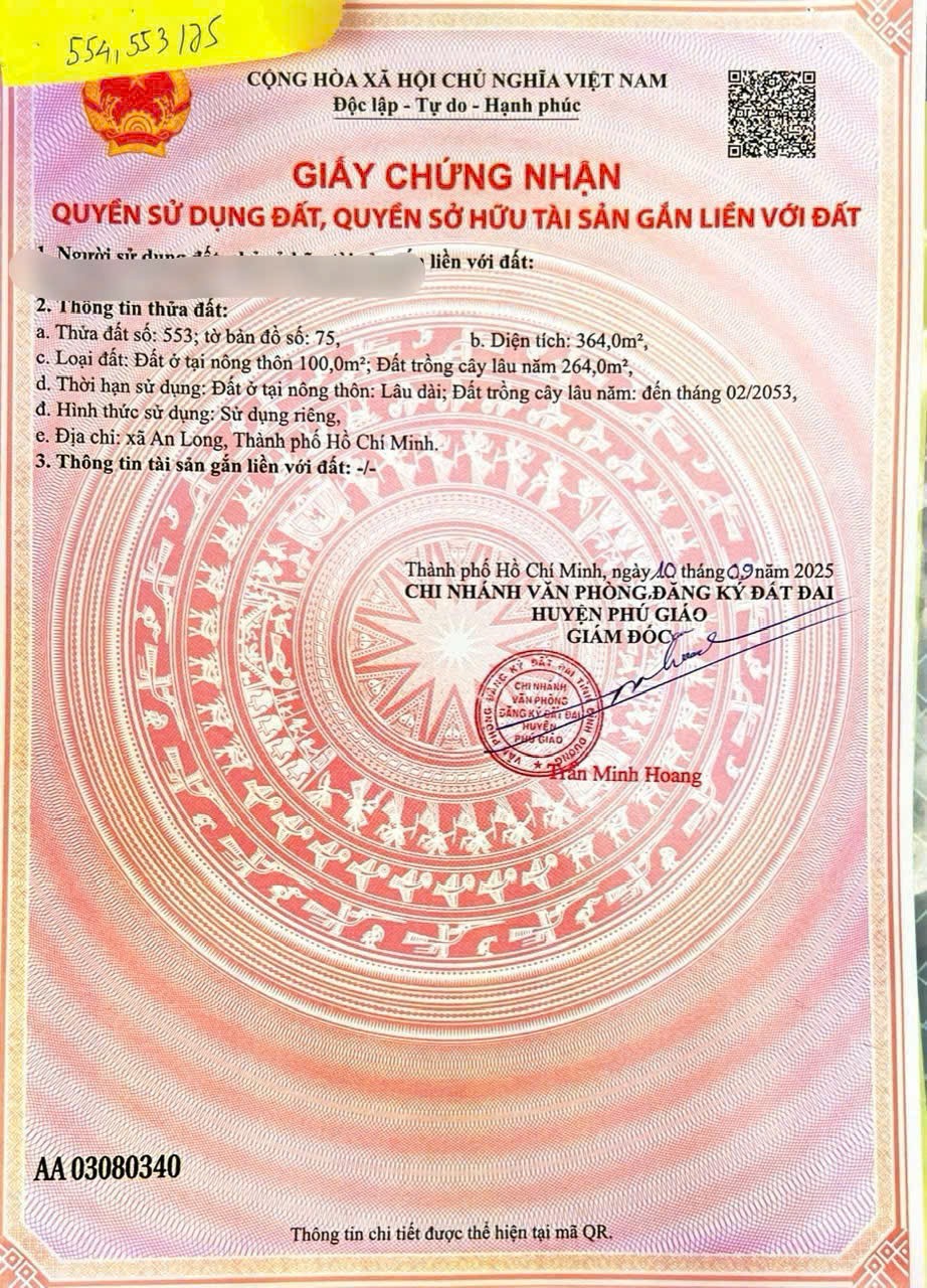 ĐẤT ĐẸP – GIÁ ĐẦU TƯ - CẦN BÁN LÔ ĐẤT TẠI Xã An Linh, Huyện Phú Giáo, Bình Dương