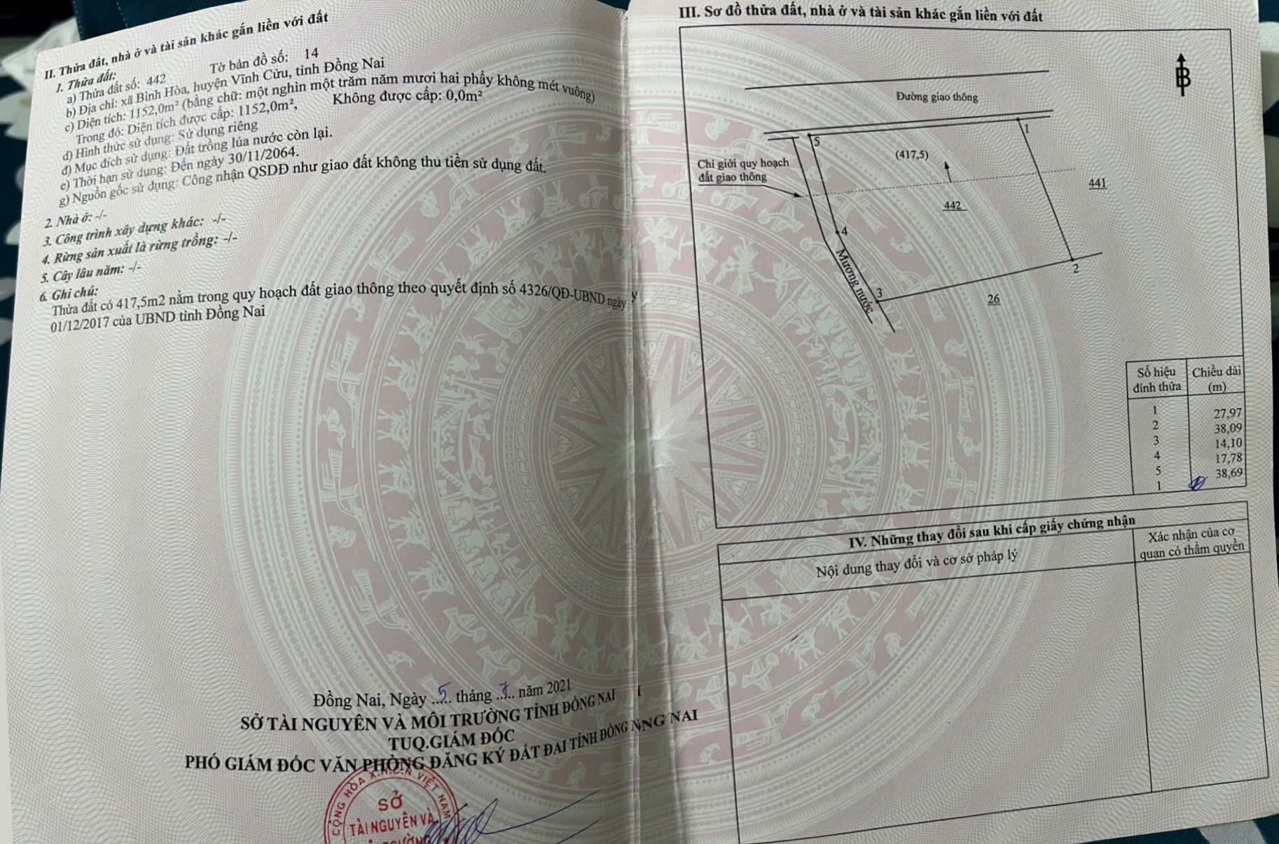 LÔ ĐẤT ĐẸP- GIÁ TỐT chính chủ cần bán nhanh lô đất tiềm năng tại huyện Vĩnh Cửu, tỉnh Đồng Nai