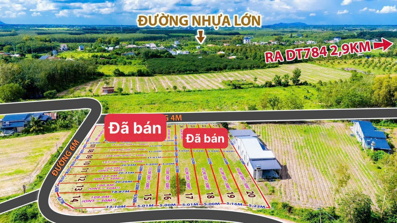 Bàu Đồn- Gò Dầu dt 5*21m sẵn thổ cư cách KCN Phước Đông chỉ 4km giá F0 chỉ 3xxtr lô bao sang tên