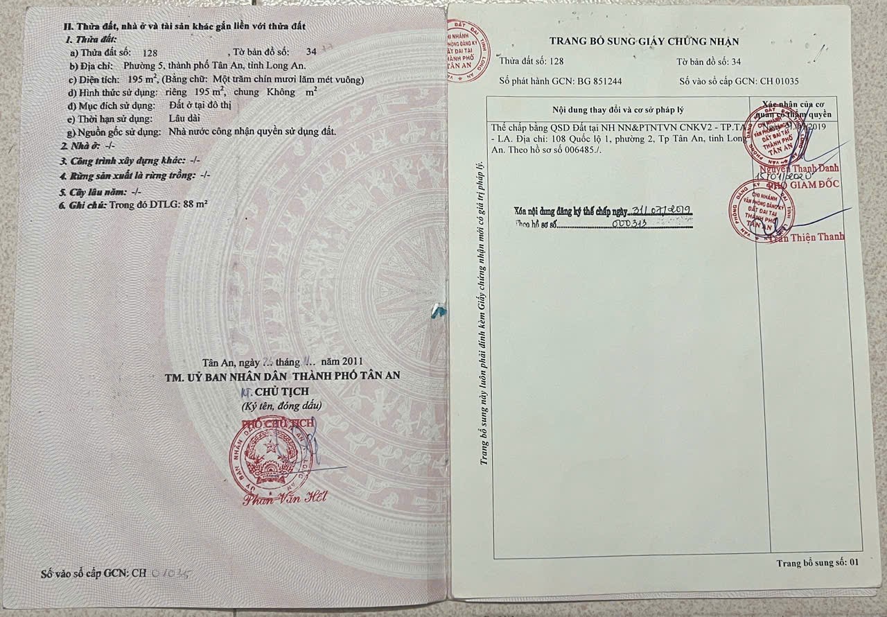 ĐẤT ĐẸP – GIÁ ĐẦU TƯ - CẦN BÁN 2 LÔ ĐẤT LIỀN KỀ Tại Phường 5, Thành Phố Tân An, Long An.