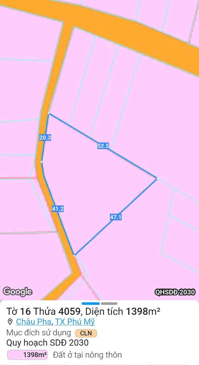 Chủ cần bán 1400m2 đất tại xã châu pha thành phố hồ chí minh