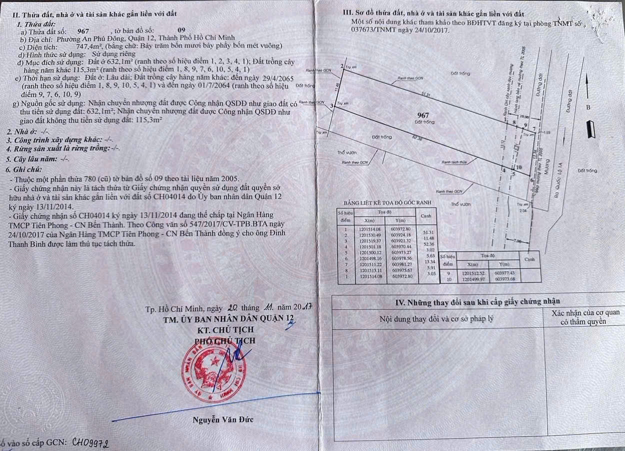 ĐẤT ĐẸP (14x54) AN PHÚ ĐÔNG 26, QUẬN 12 GIÁ ĐẦU TƯ (GẦN SÔNG SG)