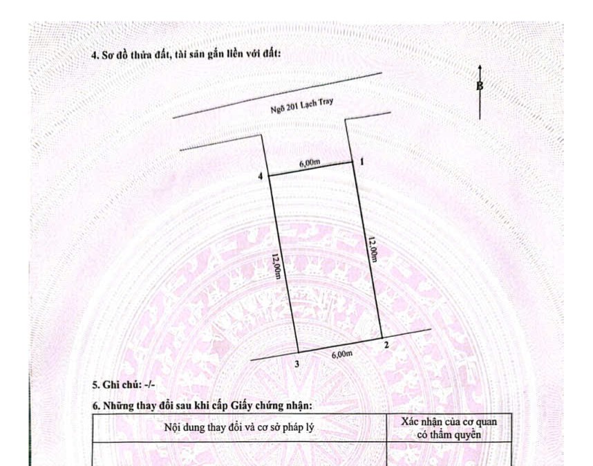 Bán đất 72m² mặt tiền 6m tặng nhà 2 tầng ngõ 201 Lạch Tray Hải Phòng
