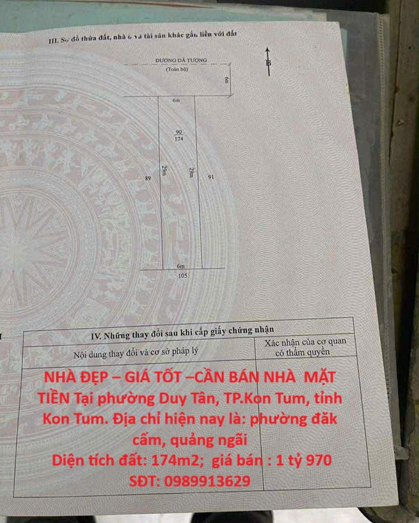 NHÀ ĐẸP – GIÁ TỐT –CẦN BÁN NHÀ MẶT TIỀN Tại phường Duy Tân, TP.Kon Tum, tỉnh Kon Tum