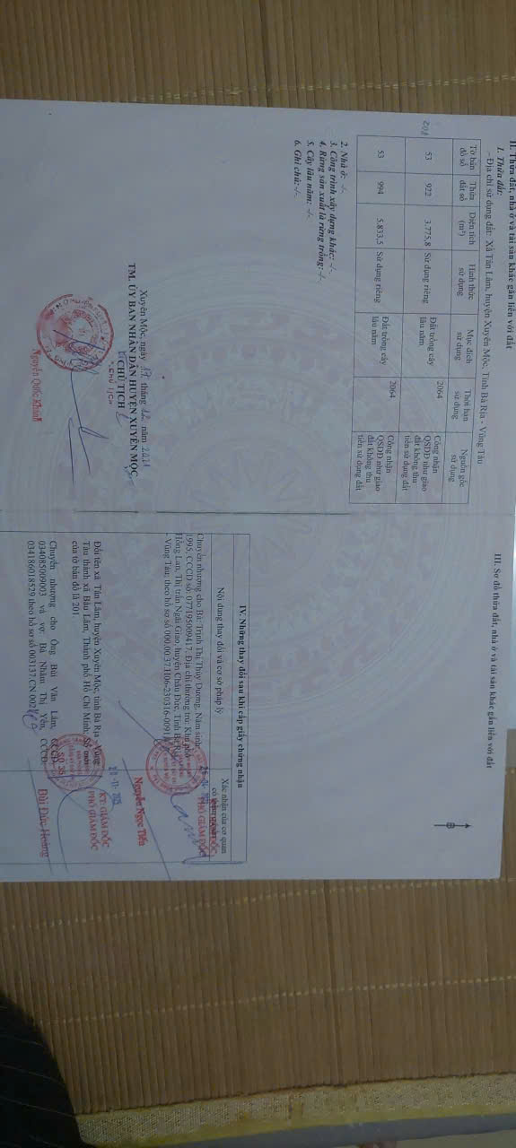 Chủ bán 9700m phủ hồng tân Lâm xuyên mộc có 80 thổ cư