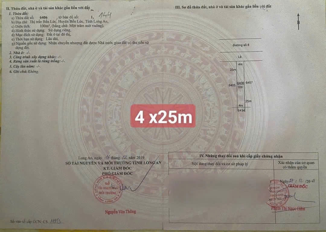 Bán 2 nền thổ cư mt đường số 8 , KDC 135 , thị trấn Bến Lức dt 100m2 giá 2,3 tỷ , 144m2 giá 2,9 tỷ