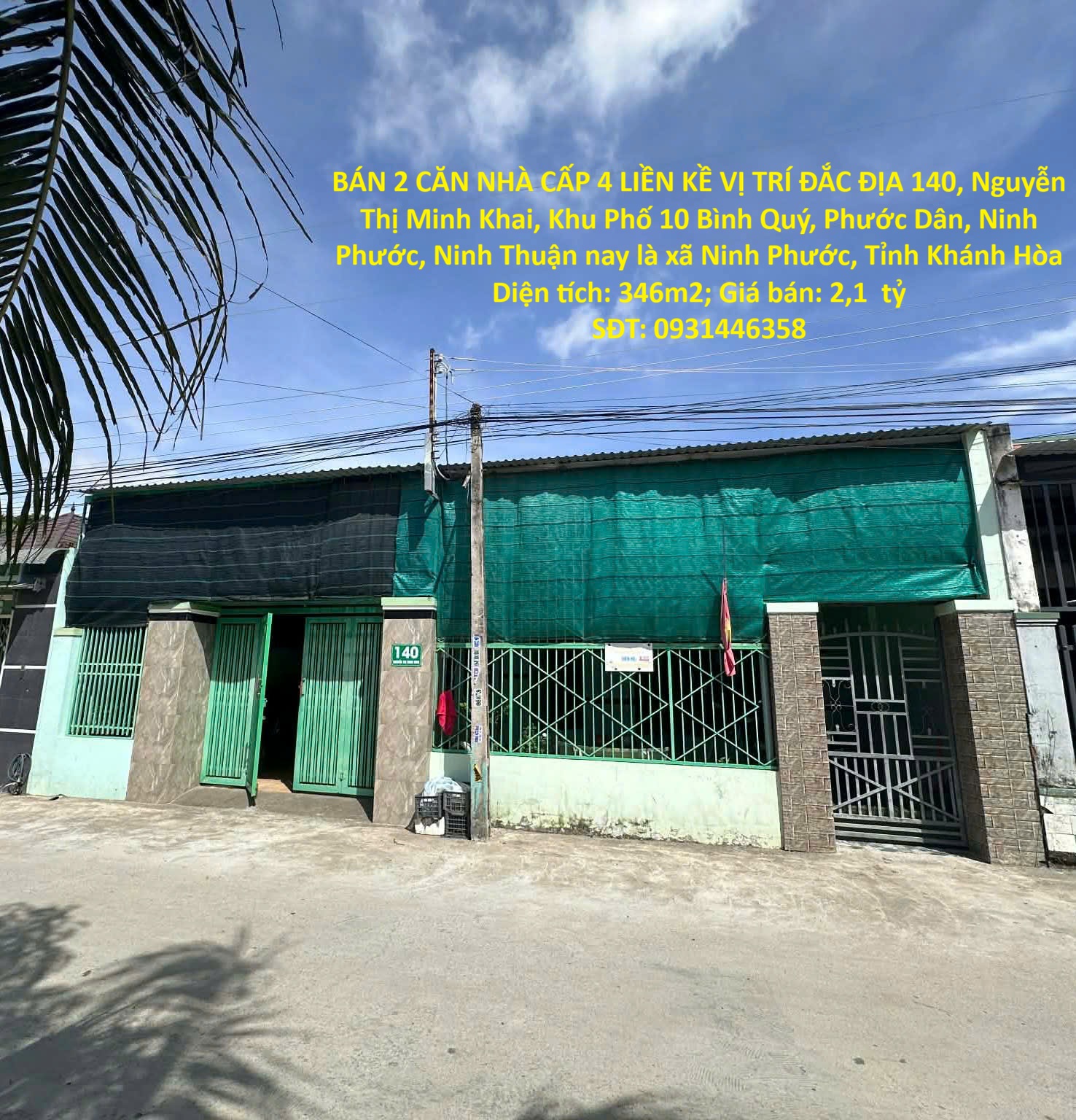 BÁN 2 CĂN NHÀ CẤP 4 LIỀN KỀ VỊ TRÍ ĐẮC ĐỊA Khu Phố 10 Bình Quý, Phước Dân, Ninh Phước - Ninh thuận