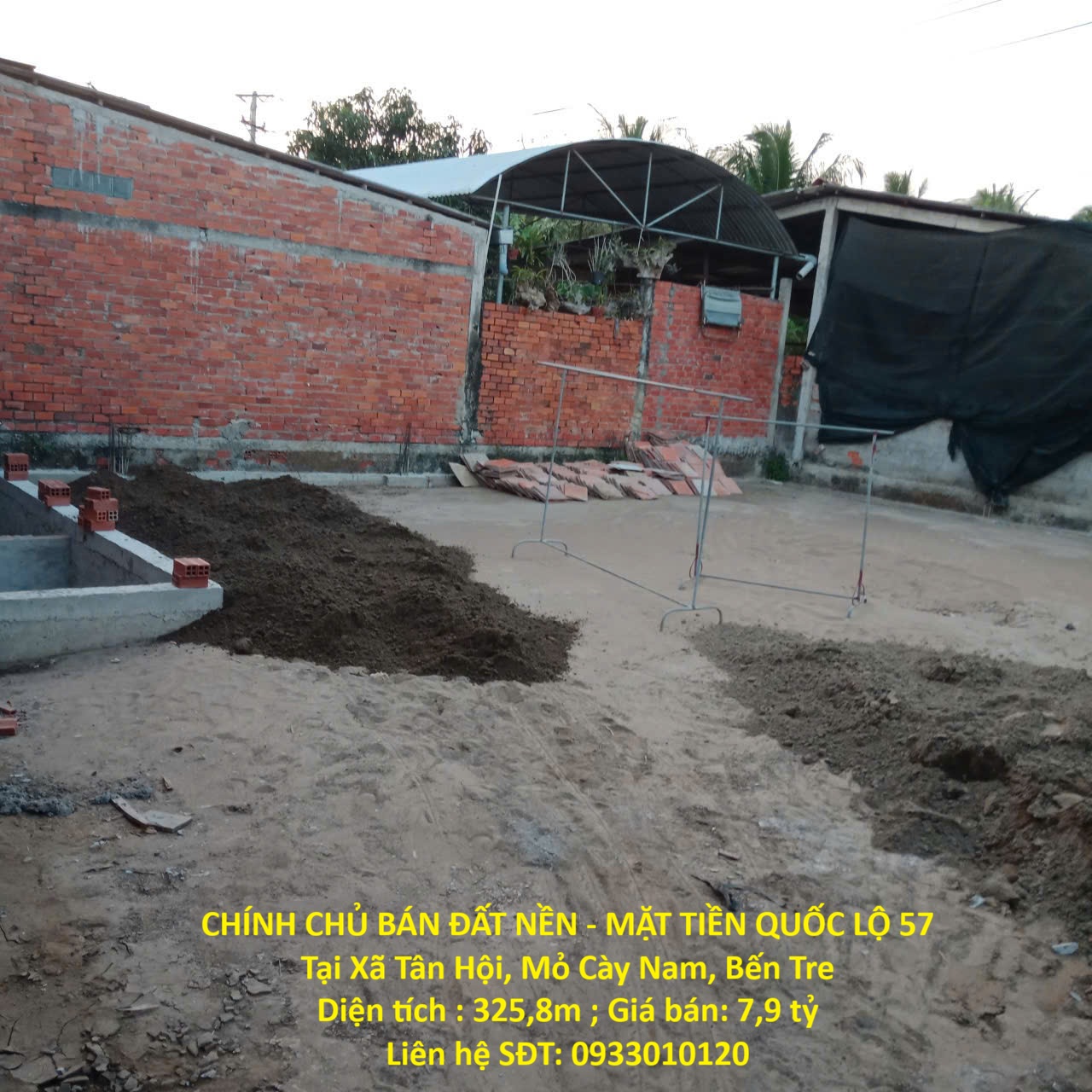 CHÍNH CHỦ BÁN ĐẤT NỀN - MẶT TIỀN QUỐC LỘ 57 Tại Xã Tân Hội, Mỏ Cày Nam, Bến Tre